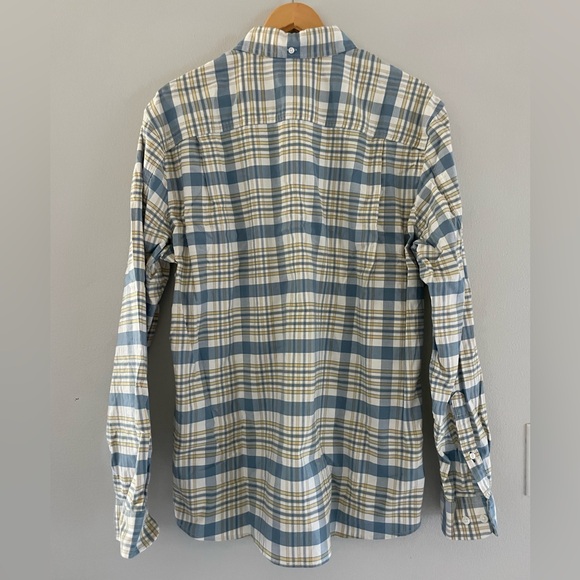 L.L. Bean Men's Blue and Cream Plaid Shirt - Picture 2 of 5